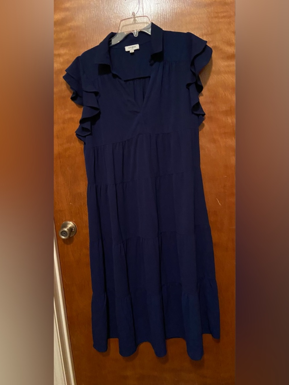 Umgee Navy Blue Tiered Midi Dress